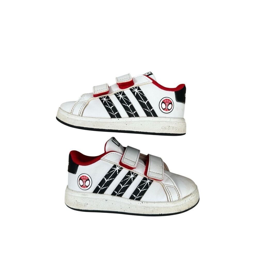 Adidas Marvel Spider-Man Grand Court White Black Red Toddler Kids Shoes 8k